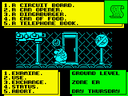 Thing! (ZX Spectrum) screenshot: Kiosk M:<br> Zone ER.