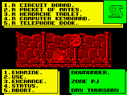 Thing! (ZX Spectrum) screenshot: Kiosk T:<br> Where's the Overlord?