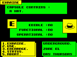 Thing! (ZX Spectrum) screenshot: A Hat.