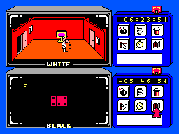 Spy vs Spy (SEGA Master System) screenshot: Black is regarding the map