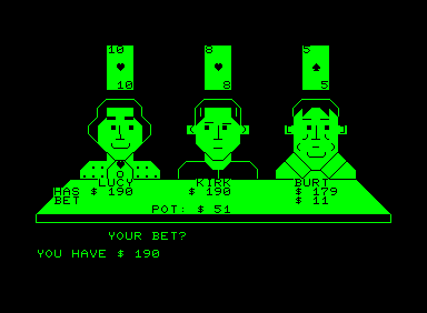 Bets (Commodore PET/CBM) screenshot: Choices, choices!