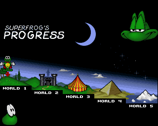 Superfrog (Amiga CD32) screenshot: Progress map.