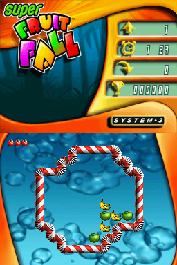 Super Fruitfall (Nintendo DS) screenshot: Level 1 (arcade mode)