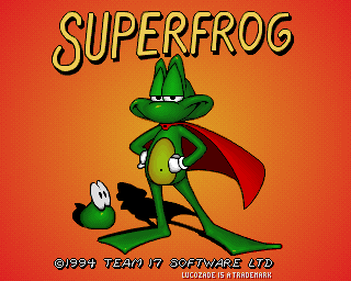 Superfrog (Amiga CD32) screenshot: Title screen.