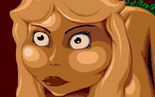 Chuck Rock (Amiga CD32) screenshot: She's suspicious.