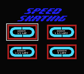The Games: Winter Edition (MSX) screenshot: For speed skating, select the number of laps.