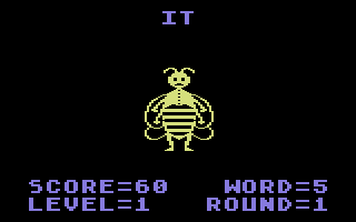 Chatterbee (Commodore 64) screenshot: Wrong answer and the bee gets sad