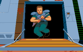 Rebellion (Amiga) screenshot: Leaving the drop ship