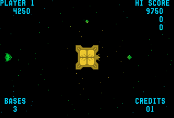 Space Zap (Arcade) screenshot: More and more mines are launched as game goes on