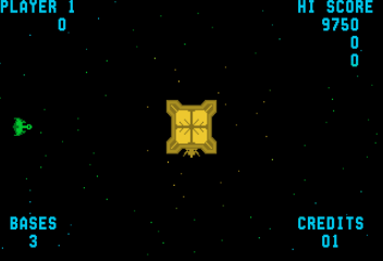 Space Zap (Arcade) screenshot: Alien ship appearing on the left