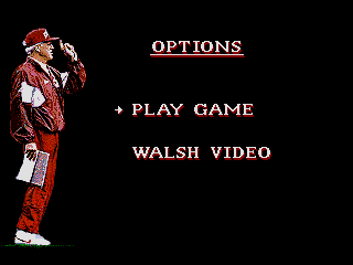 Bill Walsh College Football (SEGA CD) screenshot: Main menu