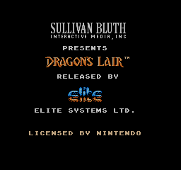 Dragon's Lair (NES) screenshot: European version title screen.