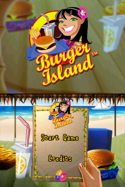 Burger Island (Nintendo DS) screenshot: Title screen with main menu.