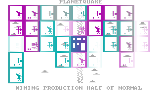M.U.L.E. (PC Booter) screenshot: Planetquake (Mining Production Hall of Normal) (CGA with RGB monitor)