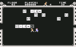 Wizard of Id's WizMath (Commodore 64) screenshot: I did it. Now the escape door will open.