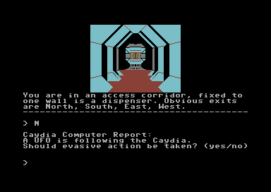Rebel Planet (Commodore 64) screenshot: The player isn't prompted with these kinds of queries often, but you are the captain of the ship.