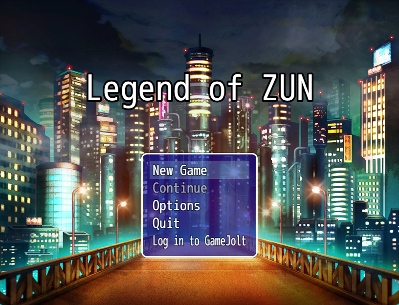 Legend of Zun (Windows) screenshot: Title screen