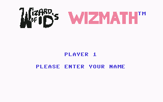 Wizard of Id's WizMath (Commodore 64) screenshot: OK, player 1, what is your name?