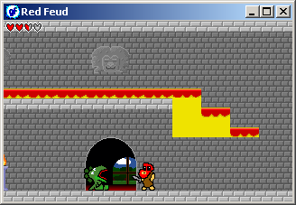 Red Feud (Windows) screenshot: Inside the castle, Red Beard encounters baby dragons