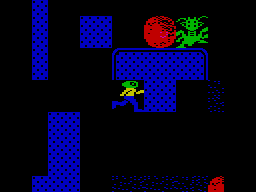 Repton Mania (ZX Spectrum) screenshot: ...and then the monster will chase you until you kill it with a boulder