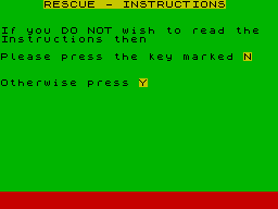Rescue (ZX Spectrum) screenshot: Loading the instructions program