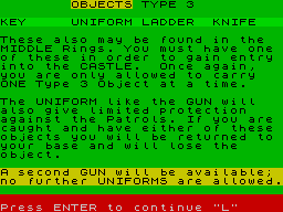 Rescue (ZX Spectrum) screenshot: More objects explained