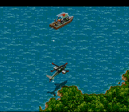 Urban Strike (SNES) screenshot: A boat to destroy