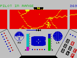 Rescue on Fractalus! (ZX Spectrum) screenshot: Rescuing a pilot