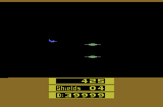 Rescue Terra I (Atari 2600) screenshot: Fighting the robot interceptors