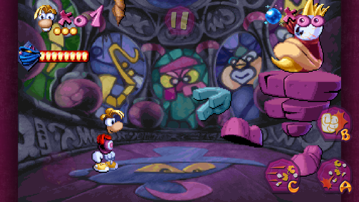 Rayman (Android) screenshot: Final boss, phase 2 (out of 4)
