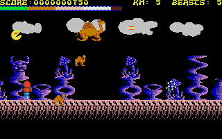 Return of the Mutant Camels (Atari ST) screenshot: Dropping bombs