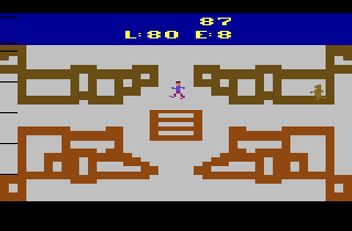 Revenge of the Apes (Atari 2600) screenshot: If you are captured, you must escape from the village. You must pass through at any rate.