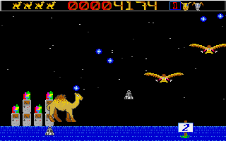 Revenge of the Mutant Camels (Atari ST) screenshot: Level one, single player