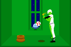 Rhythm Tengoku (Game Boy Advance) screenshot: In this game, you must hit the baseball as it passes in front of you
