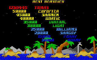 Revenge of the Mutant Camels (Atari ST) screenshot: Hi-score table