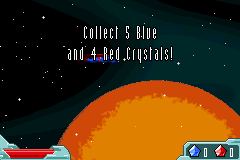 Superman Returns: Fortress of Solitude (Game Boy Advance) screenshot: Collect 5 Blue and 4 Red Crystals.