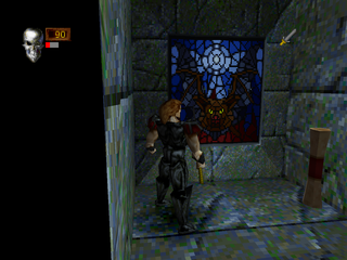 Ian Livingstone's Deathtrap Dungeon (PlayStation) screenshot: Secret area with a spell