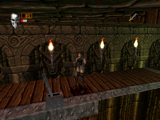 Ian Livingstone's Deathtrap Dungeon (PlayStation) screenshot: A lever at the high platform