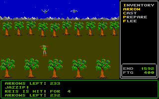 Rings of Zilfin (Atari ST) screenshot: Shooting the bats with arrows