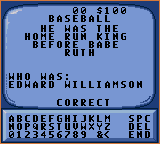 Jeopardy! Sports Edition (Game Gear) screenshot: If the time runs out or you get the right response, this is how it will display.