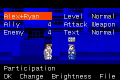 River City Ransom (Game Boy Advance) screenshot: Setting up options