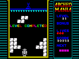 Archeomania (ZX Spectrum) screenshot: Level passed