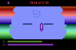 River Patrol (Atari 2600) screenshot: I must avoid the whirlpool
