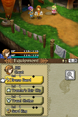 Final Fantasy: Crystal Chronicles - Echoes of Time (Nintendo DS) screenshot: Equipment