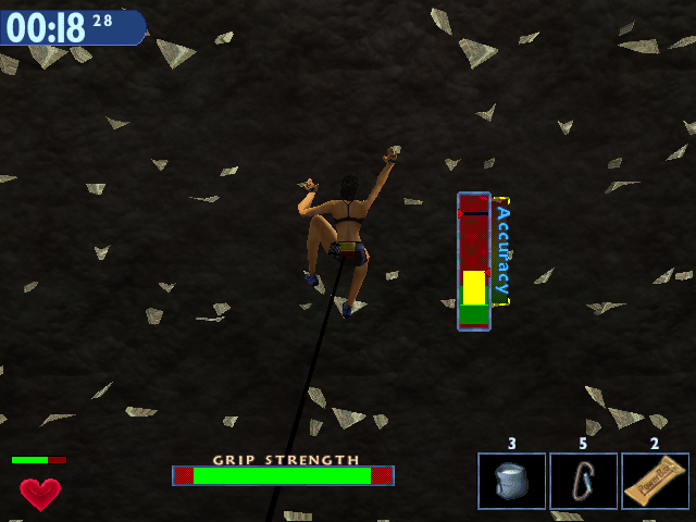 Extreme Rock Climbing (Windows) screenshot: Then we have to click within the green to complete the move