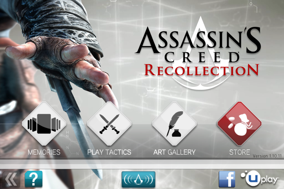 Assassin's Creed: Recollection (iPhone) screenshot: Main menu