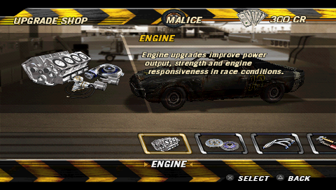 FlatOut: Head On (PSP) screenshot: Upgrade shop