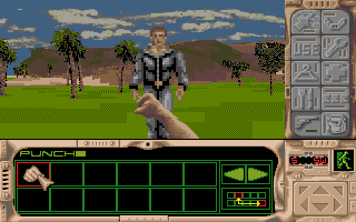 Robinson's Requiem (Atari ST) screenshot: Trying to hit him