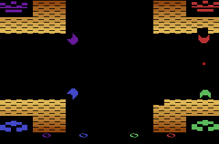 Medieval Mayhem (Atari 2600) screenshot: Let the battle begin!
