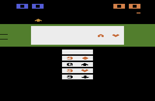 Euchre (Atari 2600) screenshot: Team two won the trick and a point.